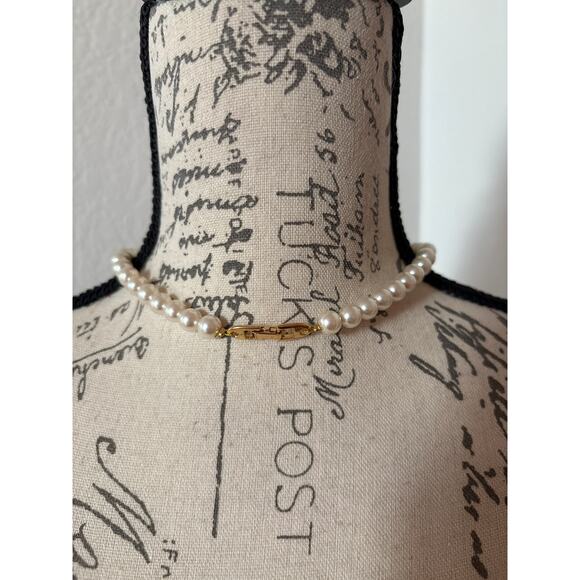 B9 Napier Vintage Necklace Faux Pearl Black Cabochon Art Deco Revival Statement - Picture 8 of 10